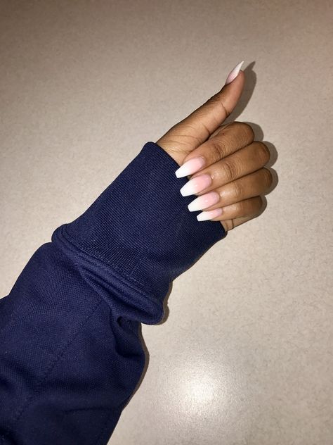 Ballerina Nails Medium, French Ombre Nails Coffin, Nails Medium French Tip, Medium French Tip, Ombre Nails Coffin, French Ombre Nails, Office Nails, French Ombre, Nails Medium