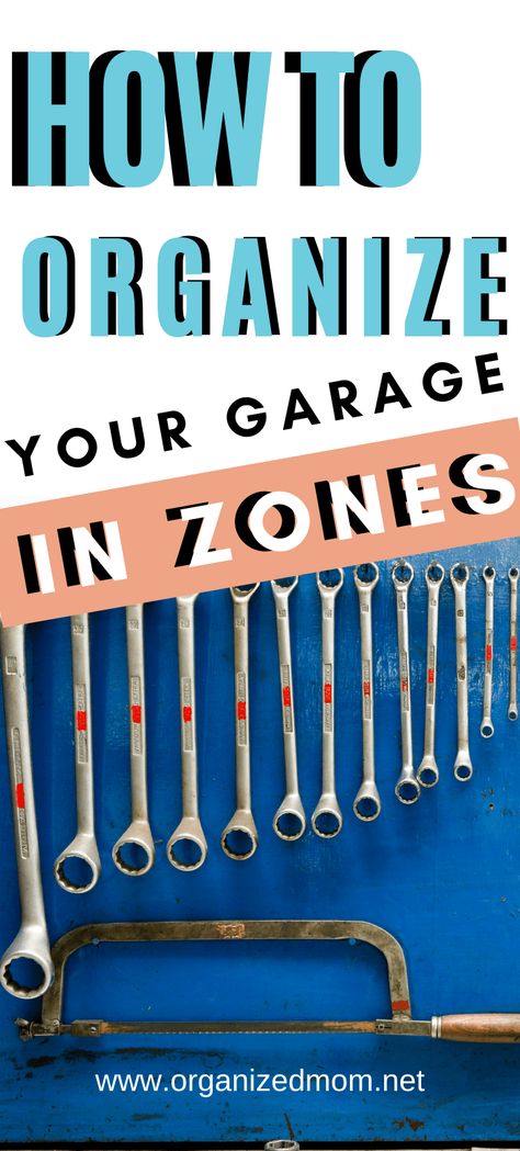 Garage Zones Ideas, Garage Organization Categories, Organize Garage Tools, Garage Organization Zones, Garage Zone Organization, Auto Shop Organization, Garage Organization Category List, How To Organize Tools In Garage, Organizing Tools In Garage