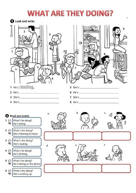 Elementary English Worksheets, Present Progressive Worksheet For Kids, What Are You Doing Worksheet, What Are You Doing, Worksheets For Kids English Activities, Present Progressive Worksheet, Esl Present Continuous, Kids English Worksheets, Worksheets For Kids English