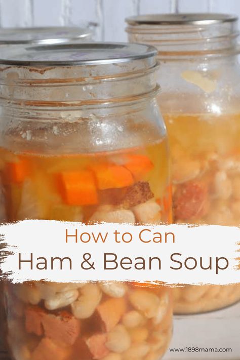 Pressure Canning Ham & Bean Soup - Pressure Canning Ham, Canning Ham And Bean Soup, Canning Ham, Navy Beans And Ham, Ham Bean Soup, Ham And Green Beans, Canning Beans, Ham Soup Recipes, Ham And Bean