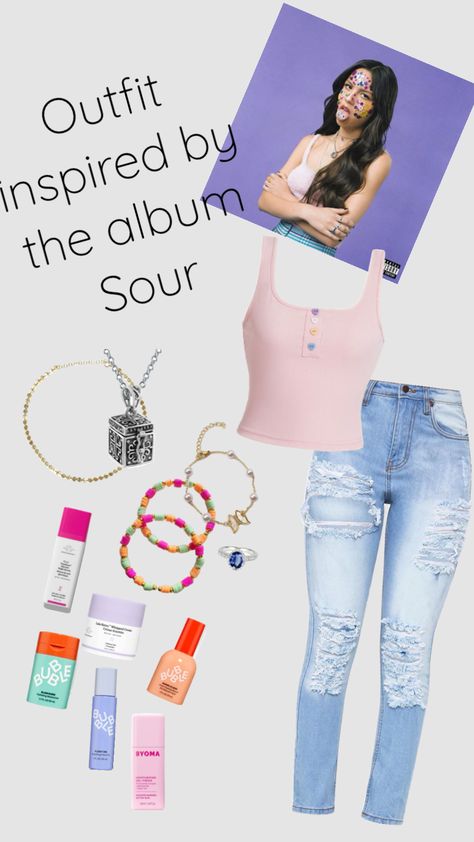 Outfit inspired by the album cover Sour #outfitinspo #outfitbasedpnalbums Outfit Inspired, The Album