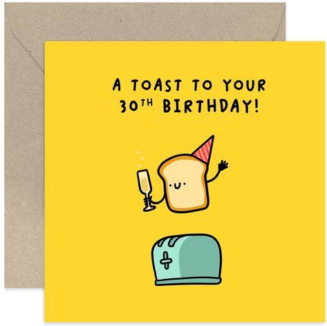 PRICES MAY VARY. 🎂 FUNNY TOAST BIRTHDAY CARD: This is a fun, quirky, and humorous birthday card designed to make them laugh and smile. Perfect to gift a wife, husband, boyfriend, girlfriend, partner, spouse, or close friend and celebrate becoming one year older. The design is great for men or women. ✨ SPECIAL MILESTONES: Find the perfect greeting card for family and friends. We have designs for any occasion. Find the perfect card for a dad, mum, brother, sister, daughter, son, auntie, uncle, co Cute Bday Card Drawings, Bread Birthday Cards, 30th Birthday Puns, Corny Birthday Cards, 30th Birthday Card Ideas, Birthday Cards Best Friend, B Day Card Ideas, 30 Birthday Card, Funny Bday Cards