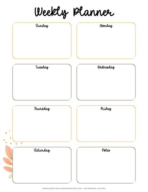 This cute weekly planner is one of several pages in our fall planner. Free to download and print! Cute Planner Templates Free Printable, Undated Weekly Planner Free Printable, Cute Weekly Planner, Printable Weekly Calendar, Free Weekly Planner Templates, Desk Calendar Planner, Weekly Planner Book, Aesthetic Planners, Weekly Planner Printable Templates