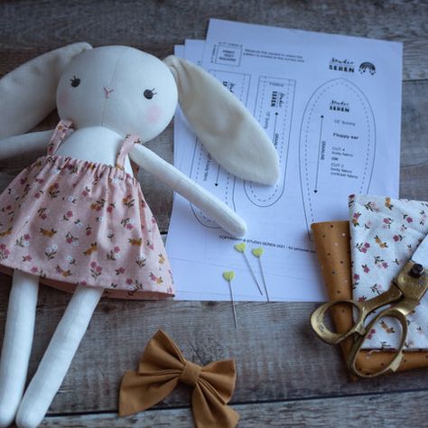 New bunny sewing pattern – Studio Seren Bunny Sewing Pattern, Bunny Sewing, Sewing Terms, Doll Patterns Free, Sewing Machine Thread, Rabbit Doll, Sewing Stuffed Animals, Fabric Pen, Rabbit Dolls