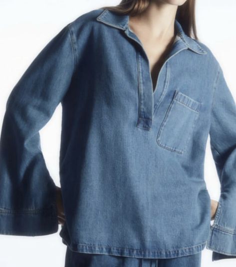 Exaggerated Collar, Genetically Modified, Pesticides, Denim Top, Leisure Wear, Deep V Neck, Color Matching, Long Sleeve Tops, Seeds