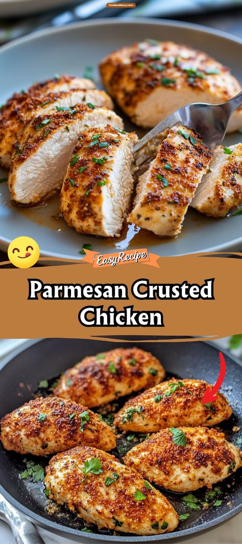 Easy Parmesan Crusted Chicken Baked Parmesan Chicken Recipes, Crispy Parmesan Crusted Chicken, Chicken Parm Without Breadcrumbs, Macadamia Nut Crusted Chicken, Simple Chicken Breast Recipes For Dinner, Crusted Chicken Breast Recipes, Parmesan Crusted Chicken Healthy, Parmasean Chicken Recipe Baked, Chicken Breast For Salad