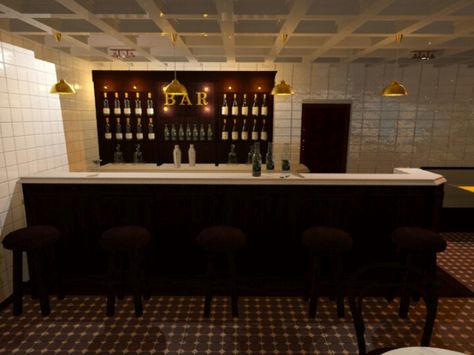 Bar counter Bar Bloxburg Ideas, Bloxburg Bar Ideas, Bloxburg Bar, Bloxburg Club, How To Make A Bar, Bloxburg Town, City Ideas, Home Bar Areas, Decals Codes