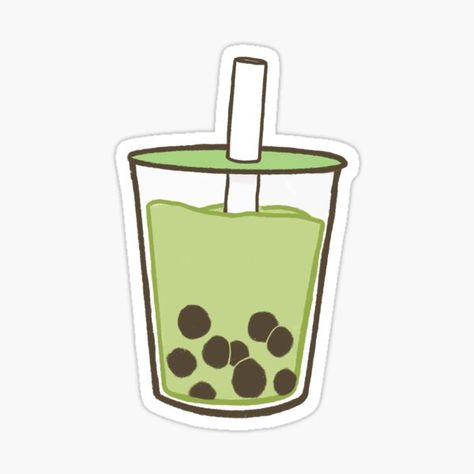 cute green matcha boba bubble tea sticker on redbubble for decor Boba Clipart, Matcha Drawing, Boba Green Tea, Boba Tea Stickers, Boba Drawing, Matcha Sticker, Boba Matcha, Bubble Tea Cute, Matcha Jelly