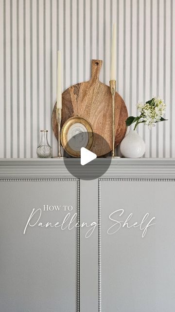 Emma | Family Home Decor & DIY | Mum of 4 on Instagram: "Save for wall panelling shelf details 🪄

All it takes is 2 pieces of wood to make a shelf on top of your wall panelling:
1. Architrave cut to the length of your panelled wall
2. The same material you used for your wall panel strips for the shelf 

I used @skirting4u Kensington mdf architrave to make the lip for the shelf to sit on, and their 80mm wide mdf wall panelling for the shelf itself.

You can either screw your architrave onto the wall above your wall panelling or on top of the upper horizontal strip (what I did) depending on how you want it to look and how deep you want the support for your shelf to be.

My helpful husband held the architrave in place while I made pilot holes, then I added some wall plugs, then screwed into Kitchen Paneling Ideas Accent Walls, Wood Paneling With Shelf, Panelled Walls Shelf, Paneling Shelf, Panelling With Shelf, Panelling Shelf, Mdf Wall Panel Ideas, Pannelling With Shelf, Mdf Wall Panelling