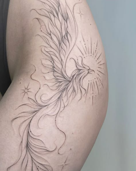 Phoenix Tattoo Women, New Age Tattoo, Feminine Shoulder Tattoos, Hamsa Tattoo, Hip Tattoos Women, Small Meaningful Tattoos, Peonies Tattoo, Stylist Tattoos, Back Tattoo Women