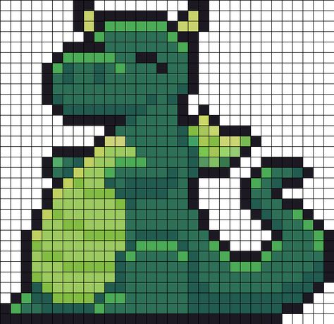 Kandi Patterns for Kandi Cuffs - Characters Pony Bead Patterns Dragon Grid Pattern, Pixel Art Pattern Dragon, Perler Bead Dragon Pattern, Jungle Pixel Art, Dragon Perler Bead Patterns, Perler Bead Dragon, Dragon Perler Beads, Dragon Cross Stitch Patterns, Perler Dragon