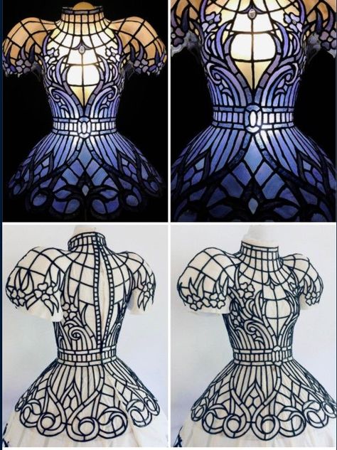 Stained Glass Halloween Costume, Stained Glass Corset, Pixel Clothes, Stained Glass Dress, Fashion Show Themes, Sculptural Fashion, Bee Dress, Cute Sewing Projects, Conceptual Fashion