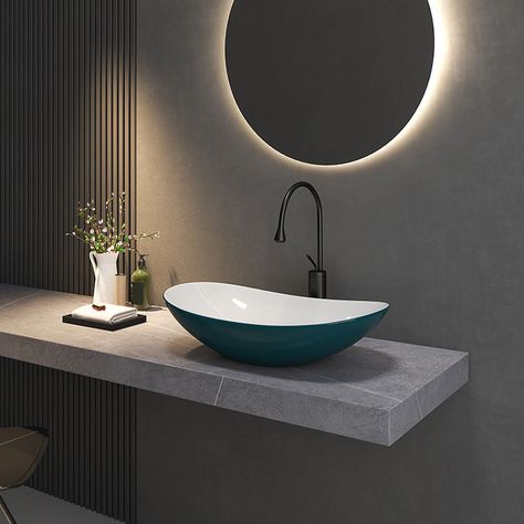 Modern Basin Sink Oval Porcelain with Pop-Up Drain Vessel Bathroom Sink Modern Wardrobe Ideas, Modern Wooden Ceiling Design, Exposed Plumbing, Bathroom Sink Bowls, Interior Farmhouse, Bowl Basin, Modern Installation, Wooden Ceiling Design, Bowl Sinks