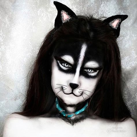 Cat Halloween Makeup, Animal Makeup, Makeup Class, Cat Makeup, Cosplay Makeup, Doll Costume, Body Painting, Halloween Makeup, Face Painting