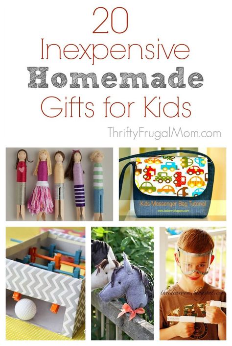 20 Inexpensive Homemade Gifts for Kids- an awesome collection of fun, easy to make gifts for kids. Not only will they save you money, they are unique and sure to be loved and enjoyed! Homemade Gifts For Preschoolers, Frugal Fun For Boys, Diy Gifts For Kids To Make For Christmas, Homemade Gifts For Grandkids, Easy Gifts To Make For Kids, Diy Gifts For Boys 10-12, Diy Gifts For Boys Under 10, Diy Christmas Gifts To Give Kids, Diy Gifts For Preschoolers