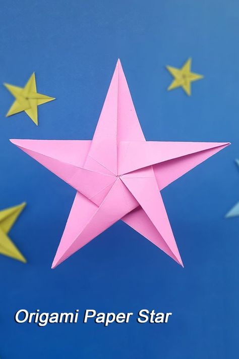 Easy Paper Star for Christmas Decoration and Step by Step. #Star #Christmas #Origami How To Make A Paper Star Easy, Paper Star Decorations, 3d Paper Stars Diy, Star Origami Easy, Origami Stars Step By Step, Christmas Origami Easy, Oragami Star, Origami Christmas Star, Star For Christmas