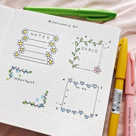 Stationery Pal📝 on Instagram: “Today's wreath is the flowering vine😊⁠ .⁠ .⁠ .⁠ 🎈Get great deals for washi tapes, pens, brush pens, and much other stationery at our shop.…” Bullet Journal Boxes, Outline Ideas, Bullet Journal Yearly, Aesthetic Note, Beginner Drawing Lessons, Stationery Pal, Pattern Design Drawing, Creative Book Covers, Letters Style