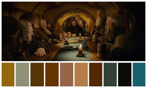 Color In Film, The Hobbit An Unexpected Journey, Pillow Headboard, Hobbit An Unexpected Journey, Mood Board Interior, Peter Jackson, Cinema Colours, Paint Color Inspiration, Aesthetic Living Room