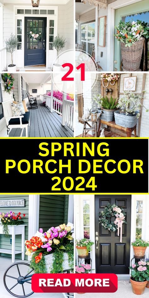 Spring Porch Decor: Blossoming Trends to Refresh Your Outdoor Welcome - placeideal.com Colorful Porch Decor, Cheap Porch Decor, Spring Lantern Decor, Spring Porch Ideas, Outdoor Porch Decor, Spring Front Porch Decor, Pretty Porches, Front Porch Decorating Ideas, Outdoor Decoration Ideas