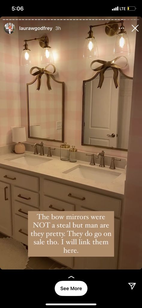 Bow Lamp, Bow Mirror, Mirror Pottery Barn, Mirror Pottery, Bow Theme, Teen Bathrooms, Emily And Meritt, Gilded Mirror, Floral Bedroom