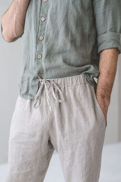 Men's Linen Pants, Mens Linen Summer Trousers, Linen Yoga Pants, Linen Clothing for Men - Etsy UK Mens Linen Pants Outfit, Linen Pants Outfit Men, Linen Clothes Men, Linen Pants Men, Linen For Men, Stylish Men Summer, Fitted Linen Pants, Trousers Linen, Advertising Clothing