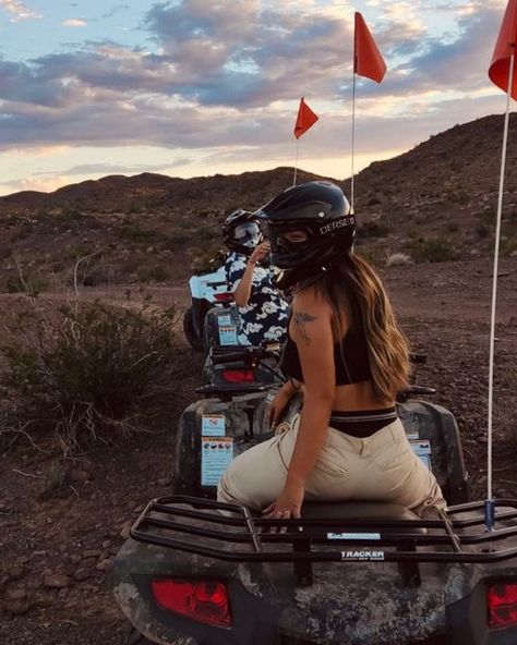 Cristina🍒 on Instagram: "sunset state of mind" Las vegas ATV desert photo inspo travel nevada Nevada Desert Aesthetic, 7 Magic Mountains Las Vegas Photoshoot, Atv Riding Las Vegas, Pyramid Lake Nevada, The Valley Of Fire Las Vegas, Nevada Desert, Atv Riding, Nevada Travel, Mojave Desert