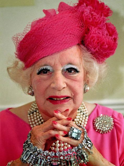 On this day 9th July, 1901, romantic novelist was born, she wrote more than 500 books. She was the mother of Raine Spencer who married Princess Diana's father Earl Spencer. She also wore nothing but pink! Bb Or Cc Cream, Cindy Joseph, Barbara Cartland, Pink Eyeliner, Droopy Eyes, Rough Luxe, How To Apply Concealer, Lots Of Makeup, How To Apply Lipstick