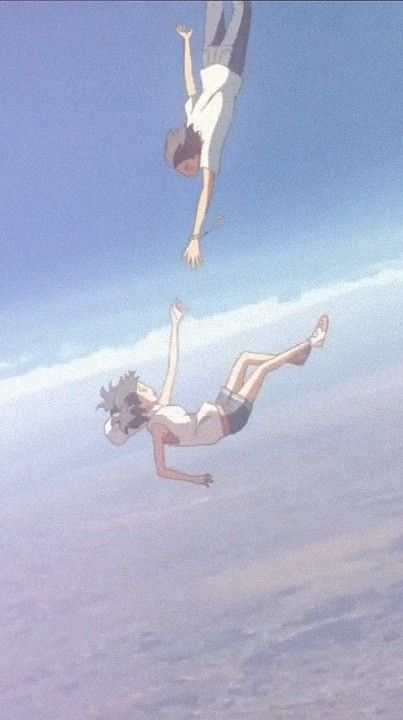 Someone Falling From The Sky, Falling From Sky Anime, Falling Through Clouds, Sky Falling, Tenki No Ko, Falling Backwards, Someone Falling, Icarus Fell, Ocean Drawing