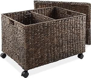 Amazon Pantry Garage, Pantry Baskets, Storage Baskets With Lids, Rolling Storage Cart, Recycling Sorting, Rolling Storage, Stylish Storage Solutions, Water Hyacinth, Kitchen Laundry