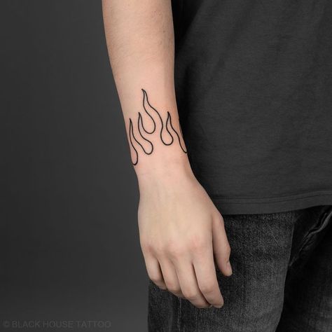 Small Tattoo On Wrist, Tattoo On Wrist, House Tattoo, Flame Tattoos, Fire Tattoo, Arm Band Tattoo, Wrist Tattoos For Women, Small Hand Tattoos, Small Tattoos For Guys