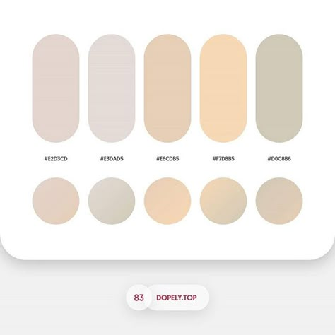 Dopely Colors #83 E2D3CD • E3DAD5 • E6CDB5 • F7D8B5 • D0C8B6 - Gradients Setting Rotatio Color Palets, 보고서 디자인, Palettes Color, Flat Color Palette, Pantone Colour Palettes, Graphisches Design, Palette Design, Record Art, Brand Color Palette