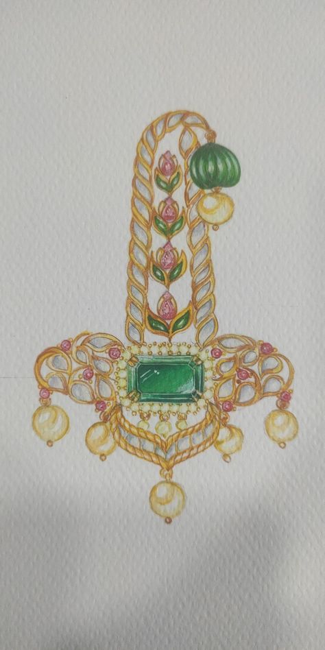 Turban Jewellery, Basil Garden, Mughal Jewelry, Art Deco Artwork, Embroidery Stitches Beginner, Jewelry Rendering, Canvas Art Decor, Art Jewelry Design, Jewellery Design Sketches