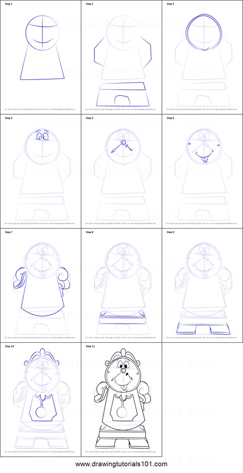 How to Draw Cogsworth from Beauty and the Beast printable step by step drawing sheet : DrawingTutorials101.com Beauty And The Beast Printable, Draw Cartoon Characters, Beauty And The Beast Drawing, Disney Drawing Tutorial, ليلو وستيتش, Disney Character Drawings, Disney Drawing, Easy Disney Drawings, How To Draw Steps