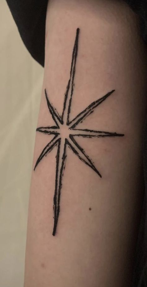 Godsent Tattoo, Goth Star Tattoo, Star Arm Band Tattoo, Star Eye Tattoo, Starry Eyes Tattoo, Tattoo Ideas Band, Starman Tattoo, Whimsigoth Tattoos, Grunge Tattoos Dark