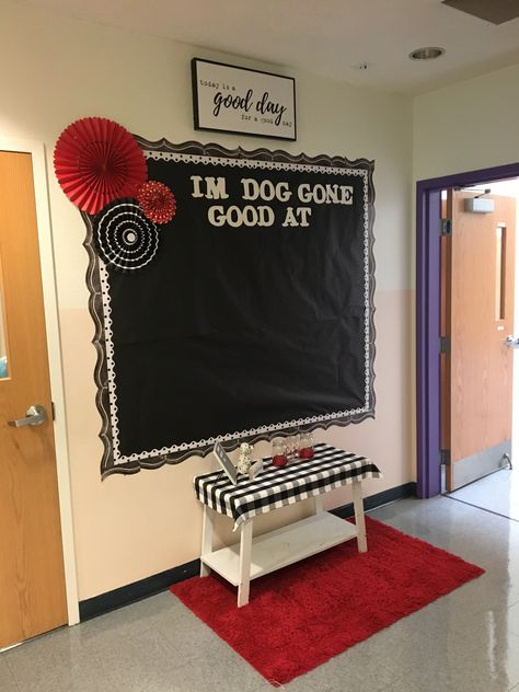 Red and Black bulletin board Red Black And White Bulletin Boards, Red Black And White Classroom Decor, Red And Black Bulletin Board Ideas, Red And Black Classroom Theme, Maroon Classroom Decor, Red Bulletin Board Ideas, Black And White Bulletin Board Ideas, Black Bulletin Board Ideas, 8th Grade Classroom Decor