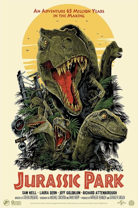 Jurassic Park Poster, Mondo Posters, Jurassic World 3, Jurassic Park 1993, Jurassic Park Movie, Jurrasic Park, Dinosaur Posters, The Iron Giant, New Retro Wave