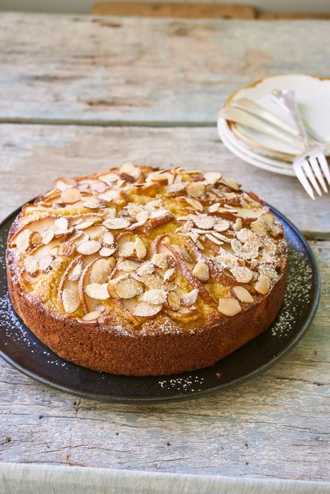 How to make Julia Turshen's Pear, Polenta + Almond Cake Bavarian Apple Torte Recipe, Almond Polenta Cake, Apple Torte, Pear Almond, Lemon Ricotta Cake, Polenta Cake, Orange And Almond Cake, Dorie Greenspan, Pear Cake