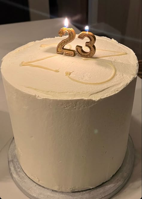 25 Minimalist Cake, Aesthetic 25th Birthday Cake, 23 Birthday Cake Minimalist, 23 Minimalist Cake, 23 Cake, Feeling 22 Birthday Cake, 23 Birthday, 23rd Birthday Ideas, Cake Captions