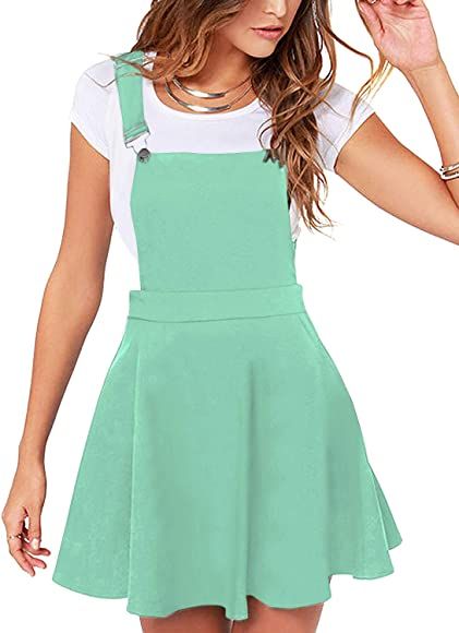 YOINS Overall Pinafore Dresses for Women Adjustable Straps Pleated Mini Cute Suspender Skirts Pinafore Dress-Mint Green S: Amazon.ca: Clothing & Accessories Cute Overall Dress, Dress Designs For Girls, Flared Skater Skirt, Overall Skirt, Suspenders For Women, Mini Cute, Suspender Skirt, Denim And Lace, Lightweight Dress