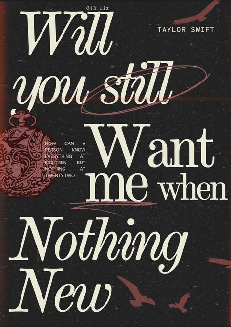 Nothing new- Taylor swift- poster- red Taylor’s version- red Taylor Swift Music Poster Aesthetic, Red Posters Taylor Swift, Red Taylors Version Poster, Miss Americana Taylor Swift Quotes, Taylor Swift Poster Room, Nothing New Aesthetic, Nothing New Poster, Nothing's New, Taylor Swift So It Goes