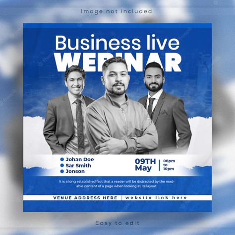 Premium PSD | Corporate business promotion live webinar digital marketing social media banner and instagram post Free Social Media Templates, Business Ads, Company Anniversary, Promotion Design, Business Conference, Website Promotion, Media Poster, Types Of Social Media, Business Poster