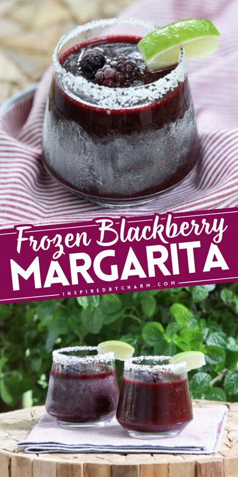 A delicious and refreshing summer cocktail! Your Cinco de Mayo dinner menu must have this easy margarita recipe. Blended with tequila and honey, this Frozen Blackberry Margarita is the perfect way to celebrate! Save this spring drink idea! Rum Margarita, Blackberry Margaritas, Blackberry Margarita Recipe, Cocktails Vodka, Blackberry Margarita, Plating Food, Presentation Food, How To Freeze Blackberries, Vodka Lime