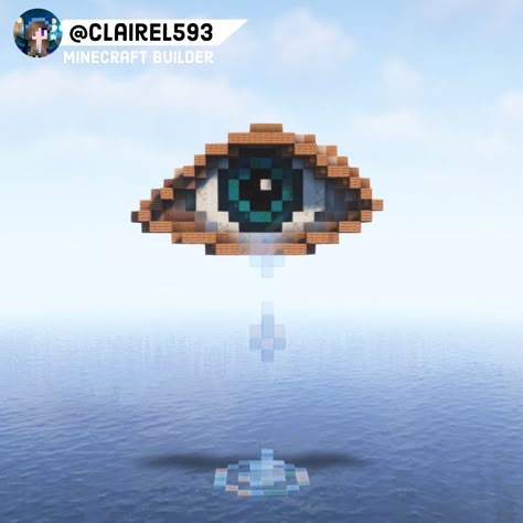 Minecraft Water Floor Design, Minecraft Eye Build, Trippy Minecraft Ideas, Creepy Minecraft Builds, Minecraft Art Ideas, Minecraft Server Spawn Ideas, Minecraft Halloween Builds, Minecraft Sculptures, Minecraft Statue Ideas