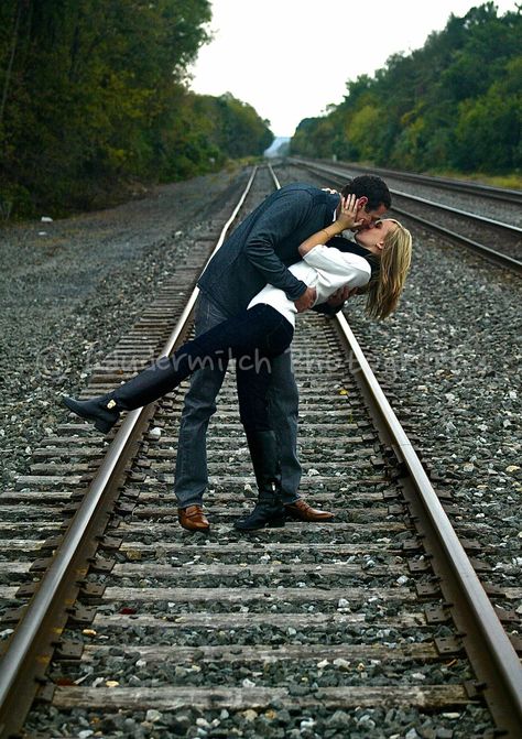 Engaged - Couples photography - engagement pictures - trains - train tracks - on the tracks - track photography - railroad - Love - Happiness - Getting married - Couple Photography Ideas - Book your engagement session today and show your love - LaudermilchPhotography.com  Copyright Laudermilch Photography - All rights reserved - 2014 Train Family Pictures, Railroad Track Pictures, Railroad Photoshoot, Track Photoshoot, Track Photography, Train Tracks Photography, Track Pictures, Proposal Pictures, Engaged Couples Photography