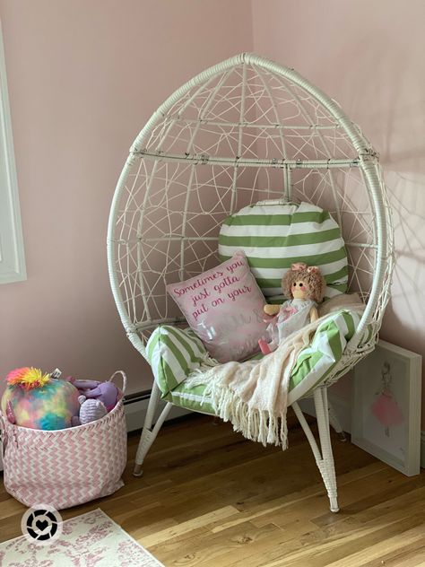 Saucer Chair, Pink Sofa, Toddler Mom, Chair Decorations, Egg Chair, Saucer Chairs, Girls Room, Girl's Room, Hanging Chair