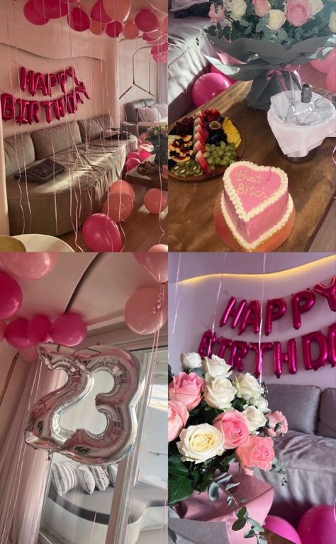 Decorated Hotel Room For Birthday Pink, Air Bnb Birthday Decor, 23 Birthday Ideas For Her, Hotel Decorations For Birthday For Her, Birthday Hotel Decorations For Her, Hotel Birthday Decorations, Hotel Birthday Party Ideas, 23 Birthday Ideas, Hotel Birthday