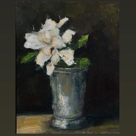 White Flowers Oil Painting, Gardenia Flower Painting, Gardenia Painting, Gardenia Art, Flower Painting Oil, White Flower Painting, Gardenia Plant, Flower Drawings, Flower White