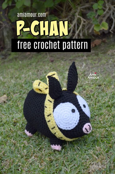 Pchan Amigurumi - Free Crochet Pattern - Ami Amour Anime Crochet Patterns Free, Anime Crochet Patterns, Anime Amigurumi, Anime Crochet, Black Pig, Crochet Clothing And Accessories, Crochet Patterns Free, Pink Yarn, Crochet Clothing