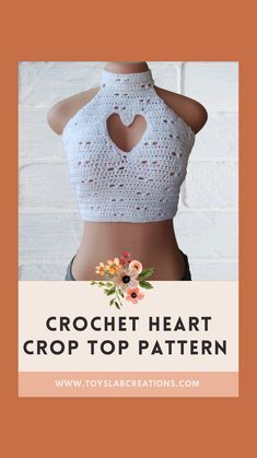 Crochet Heart Crop Top Pattern, Crochet Heart Top, Easy Crochet Heart, Heart Crop Top, Crochet Bloggers, Yarn Ideas, Crochet Wearables, Crochet Festival, Crocheted Patterns