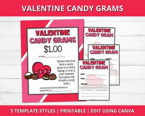 Valentine Candy Grams, Candy Gram, Heart Shaped Lollipops, Valentines Day Candy, Valentines Candy, Candy Grams, Valentine's Day Printables, Box Of Chocolates, Mini Box